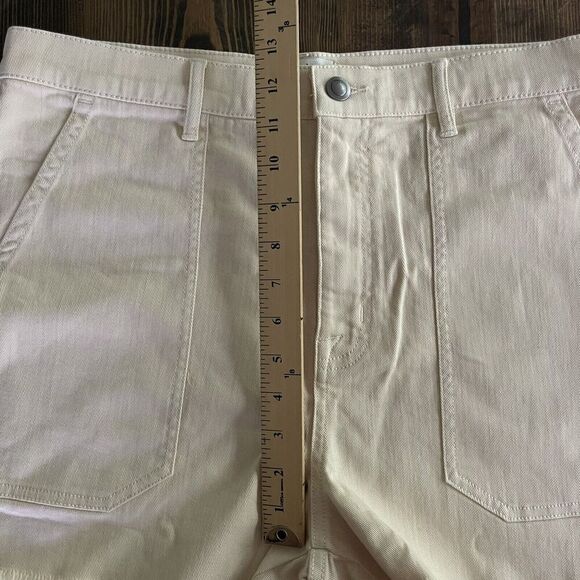 Joie Womens Shorts Size 12 Hauser Ivory Frayed Hem Utility Denim Cut Off High - Picture 16 of 16